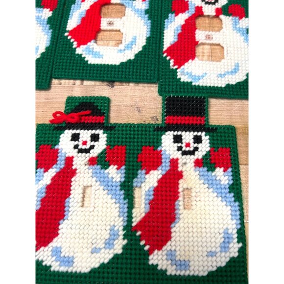 13 Handmade Snowman Needlepoint Christmas Light Switch Cover Plates Holiday Deco - Picture 2 of 5